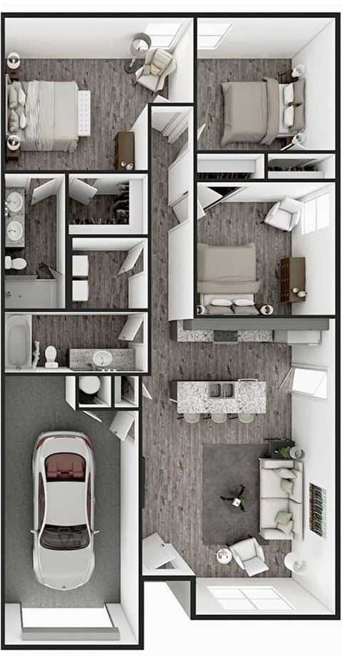 Floor plan for 3 beds, 2 baths, 1483 sqft
